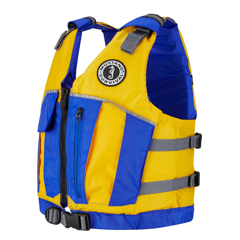 Load image into Gallery viewer, Mustang Youth Reflex Foam Vest  YellowRoyal Blue MV70302200216

