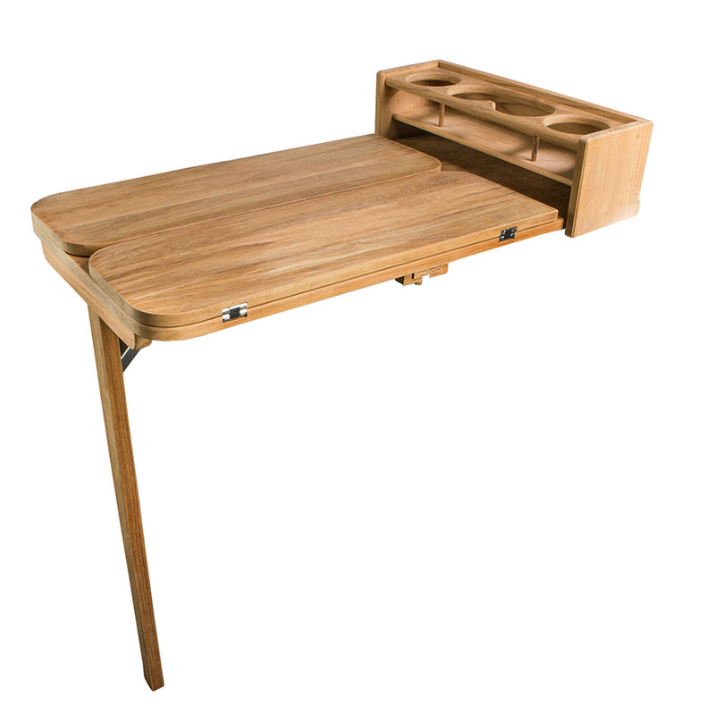 Load image into Gallery viewer, Whitecap Cockpit Table wFolding Leaves  4 Cupholders  Teak 61392C
