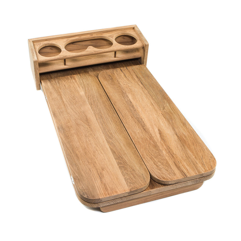 Load image into Gallery viewer, Whitecap Cockpit Table wFolding Leaves  4 Cupholders  Teak 61392C

