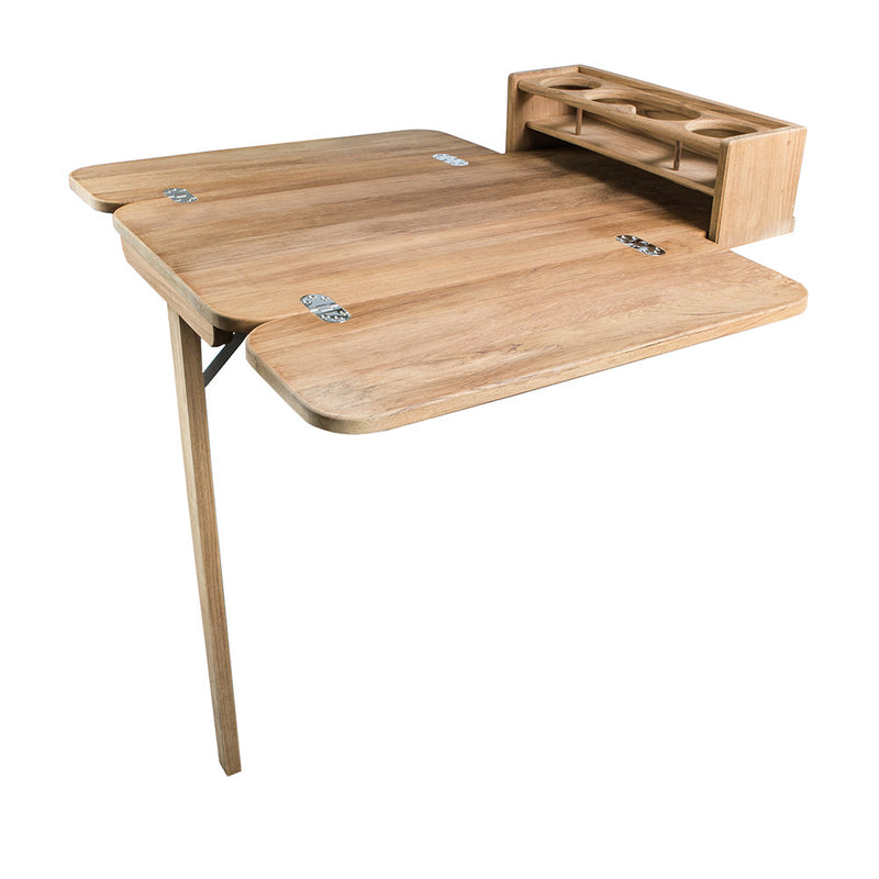 Load image into Gallery viewer, Whitecap Cockpit Table wFolding Leaves  4 Cupholders  Teak 61392C
