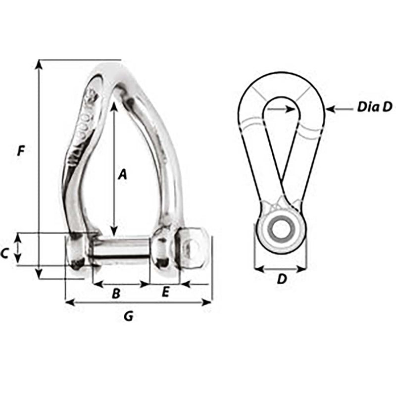 Load image into Gallery viewer, Wichard SelfLocking Twisted Shackle  Diameter 5mm  316 1222W
