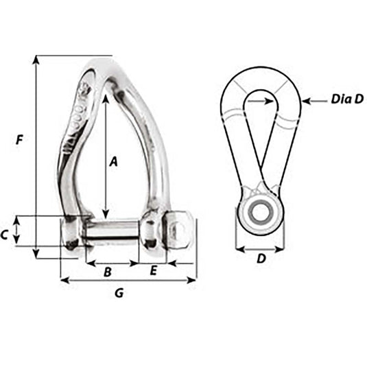 Wichard SelfLocking Twisted Shackle  Diameter 5mm  316 1222W