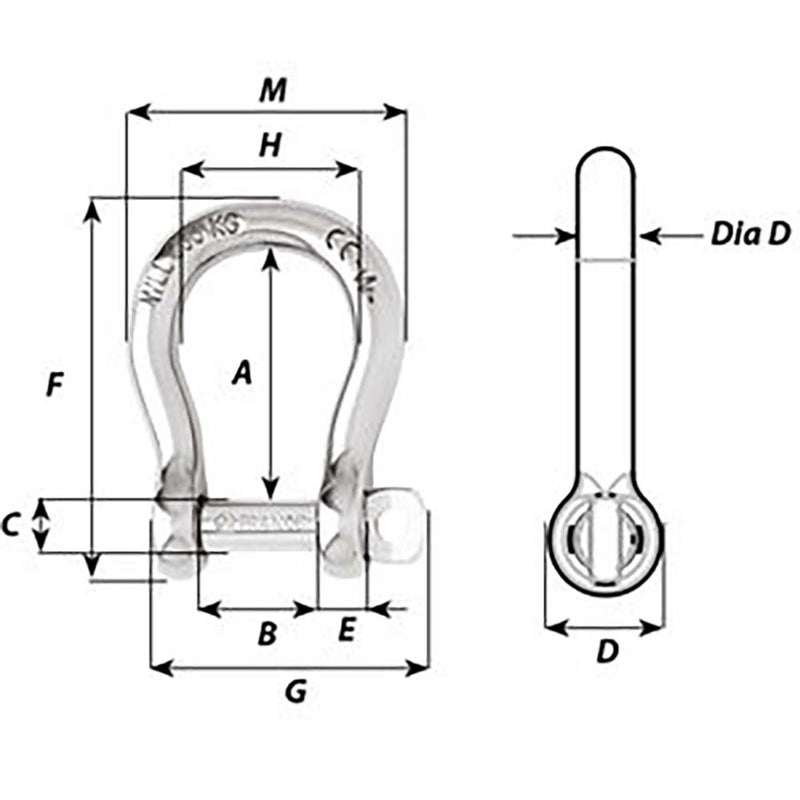 Load image into Gallery viewer, Wichard SelfLocking Bow Shackle  Diameter 10mm  1332 1245W
