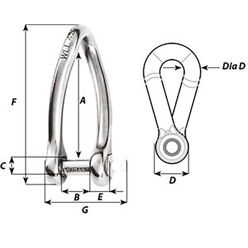 Load image into Gallery viewer, Wichard Captive Pin Twisted Shackle  Diameter 5mm  316 1422W
