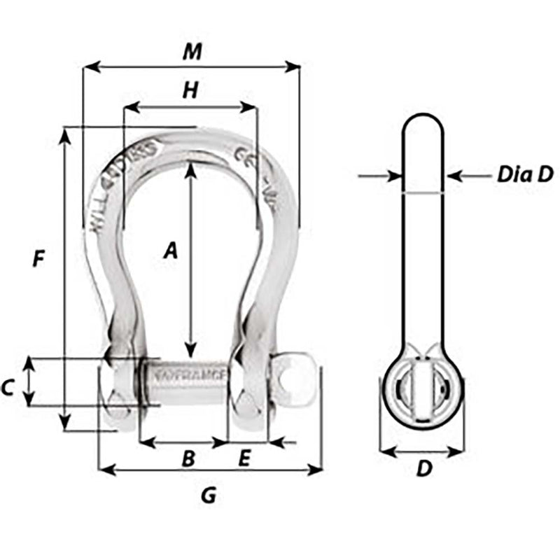 Load image into Gallery viewer, Wichard Captive Pin Bow Shackle  Diameter 5mm  316 1442W
