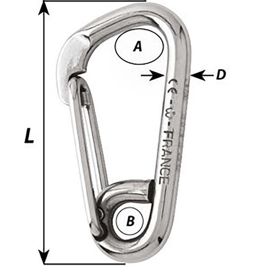Wichard Asymmetric Carbine Hook  Length 80mm  516 2325W