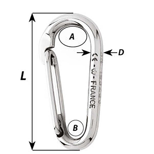 Wichard Symmetric Carbine Hook Without Eye  Length 60mm  14 2333W