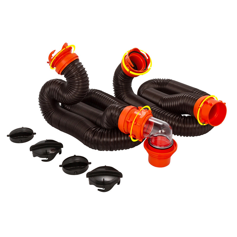 Load image into Gallery viewer, Camco RhinoFLEX 20 Sewer Hose Kit w4 In 1 Elbow Caps 39741
