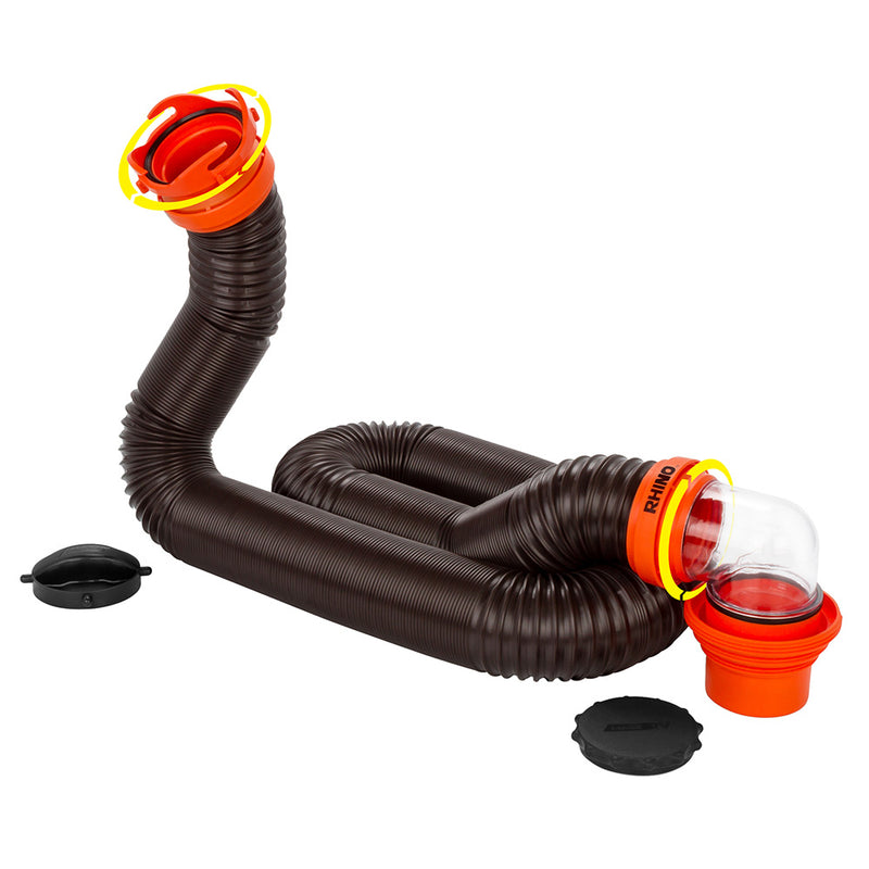 Load image into Gallery viewer, Camco RhinoFLEX 15 Sewer Hose Kit w4 In 1 Elbow Caps 39761
