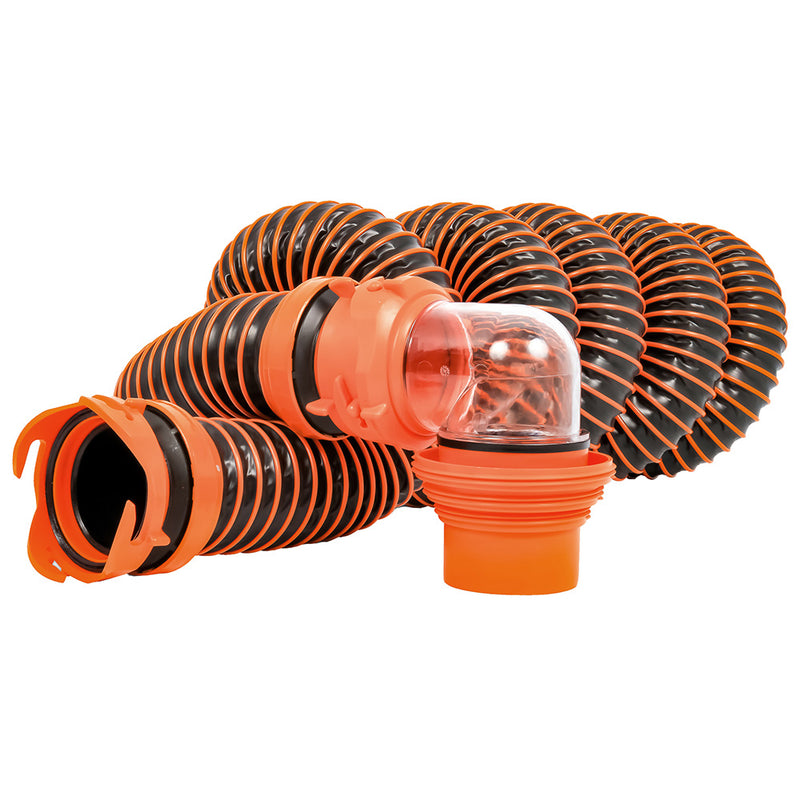 Load image into Gallery viewer, Camco RhinoEXTREME 15 Sewer Hose Kit wSwivel Fitting 4 In 1 Elbow Caps 39861
