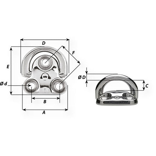 Wichard Folding Pad Eye  Diameter 2564 6606W