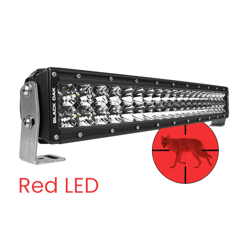 Load image into Gallery viewer, Black Oak 20 Curved Double Row Red LED Predator Hunting Light Bar  Combo Optics  Black Housing  Pro Series 30 20CRD3OS
