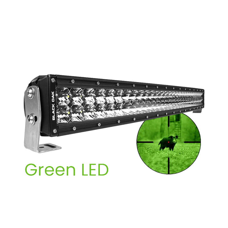 Load image into Gallery viewer, Black Oak 30 Curved Double Row Green LED Hog Hunting Light Bar  Combo Optics  Black Housing  Pro Series 30 30CGD3OS
