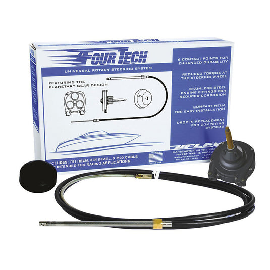 Uflex Fourtech 11 Black Mach Rotary Steering System wHelm Bezel  Cable FOURTECHBLK11