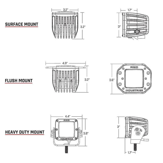 RIGID Industries DSeries PRO Flood Diffused Surface Mount Black Light  Pair 202513