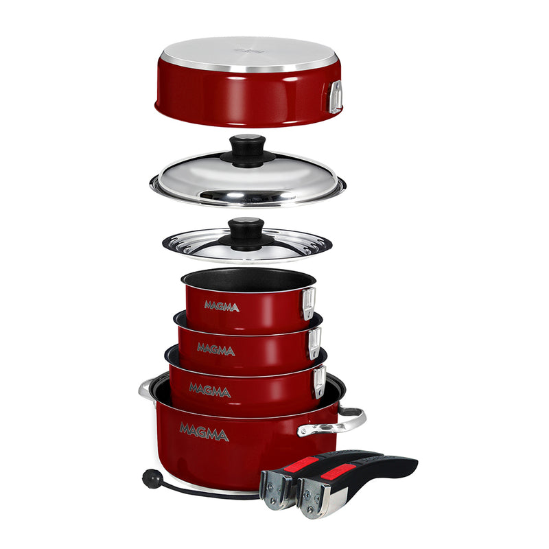 Load image into Gallery viewer, Magma Nestable 10 Piece Induction NonStick Enamel Finish Cookware Set  Magma Red A10366MR2IN
