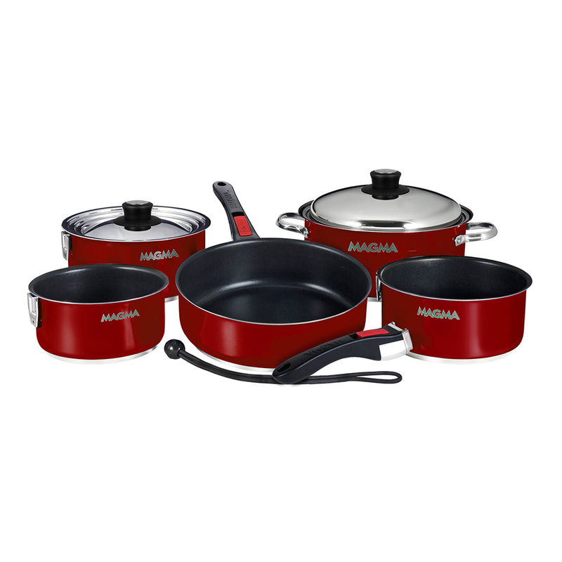 Load image into Gallery viewer, Magma Nestable 10 Piece Induction NonStick Enamel Finish Cookware Set  Magma Red A10366MR2IN

