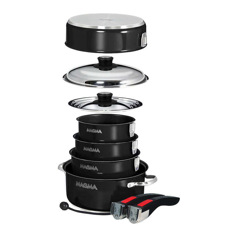 Load image into Gallery viewer, Magma Nestable 10 Piece Induction NonStick Enamel Finish Cookware Set  Jet Black A10366JB2IN
