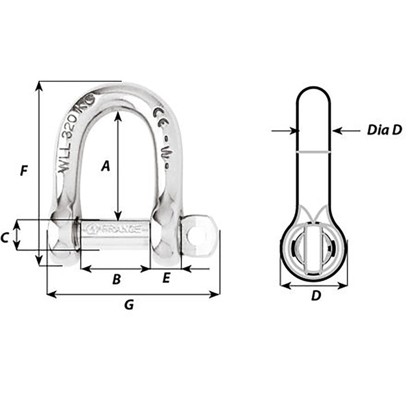 Load image into Gallery viewer, Wichard Not SelfLocking D Shackle  14mm Diameter  916 1207W
