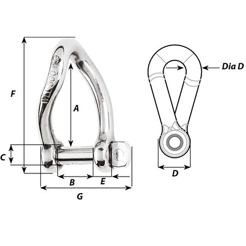 Load image into Gallery viewer, Wichard SelfLocking Twisted Shackle  10mm Diameter  1332 1225W
