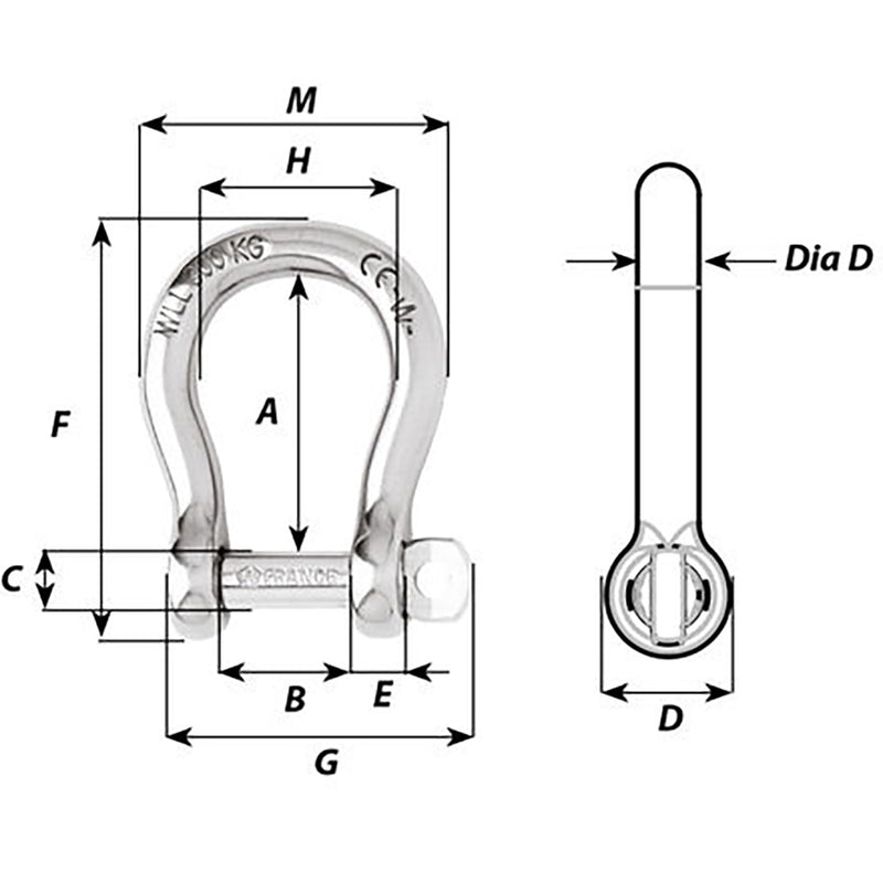 Load image into Gallery viewer, Wichard Not SelfLocking Bow Shackle  20mm Diameter  2532 1248W
