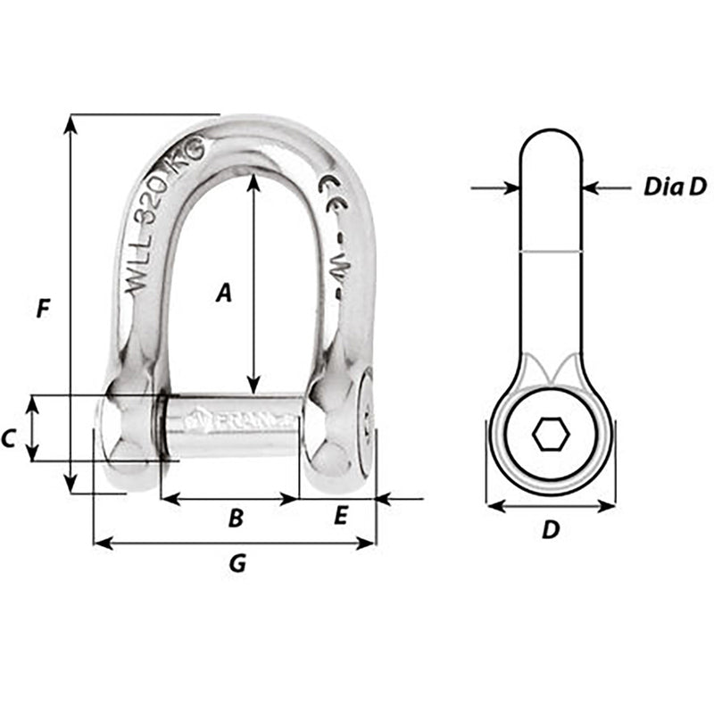 Load image into Gallery viewer, Wichard SelfLocking Allen Head Pin D Shackle  6mm Diameter  14 1303W
