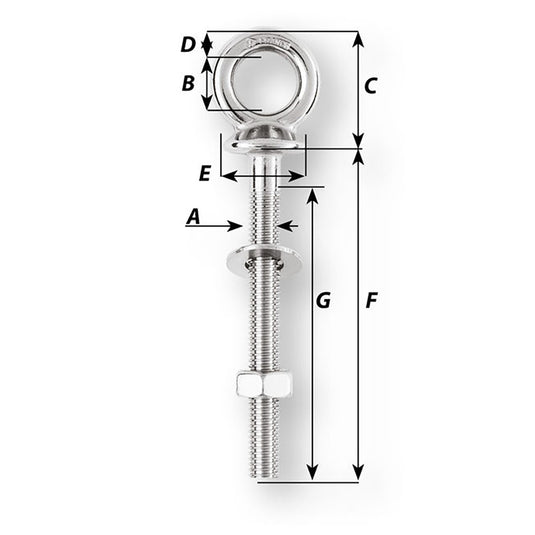 Wichard Eye Bolt  M12 x 175mm  Length 120mm 6497W