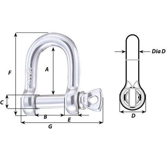 Wichard HR D Shackle  16mm Diameter  58 11208W
