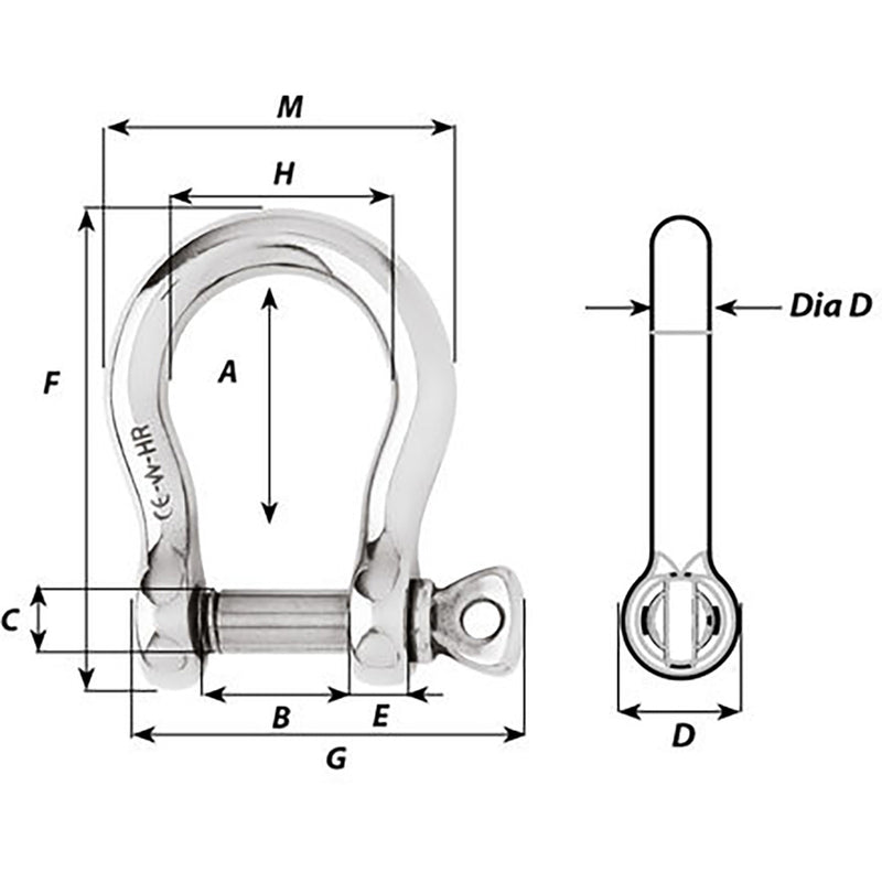 Load image into Gallery viewer, Wichard HR Bow Shackle  10mm Pin Diameter 11245W
