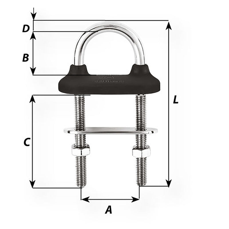 Load image into Gallery viewer, Wichard Black Watertight UBolt  10mm Diameter  2564  90mm Length  33564 65351W
