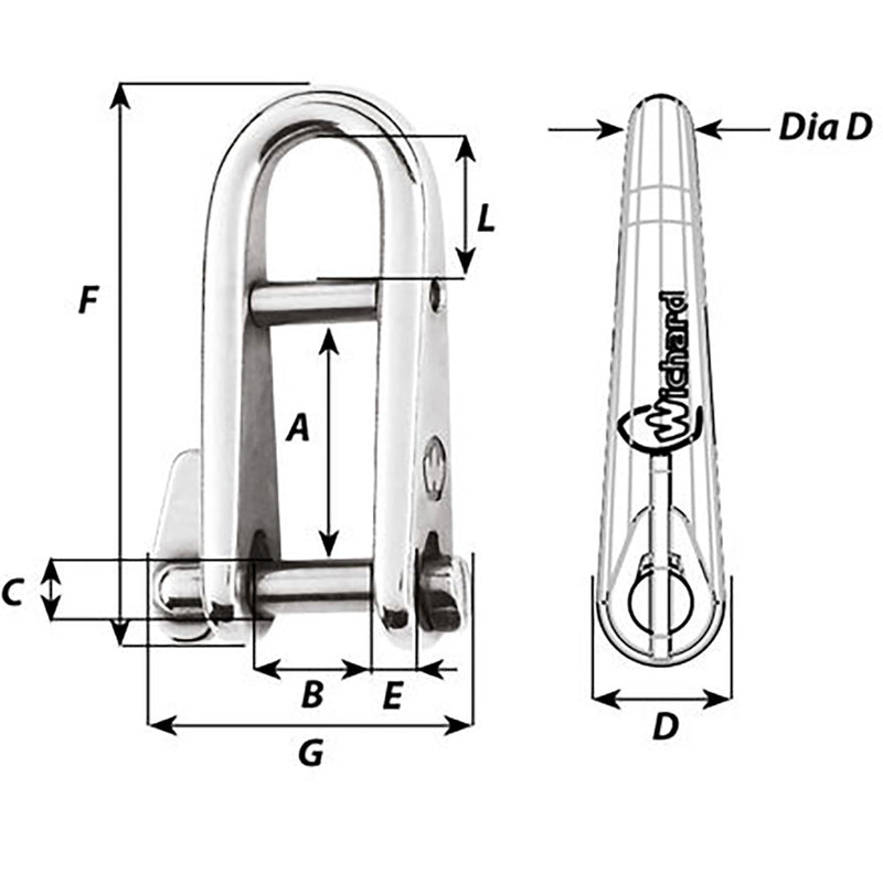 Load image into Gallery viewer, Wichard HR Key Pin Shackle With Bar  5mm Pin Diameter 91432W
