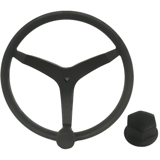 Uflex  V46  135 Stainless Steel Steering Wheel wSpeed Knob  Chrome Nut  Black V46B KIT