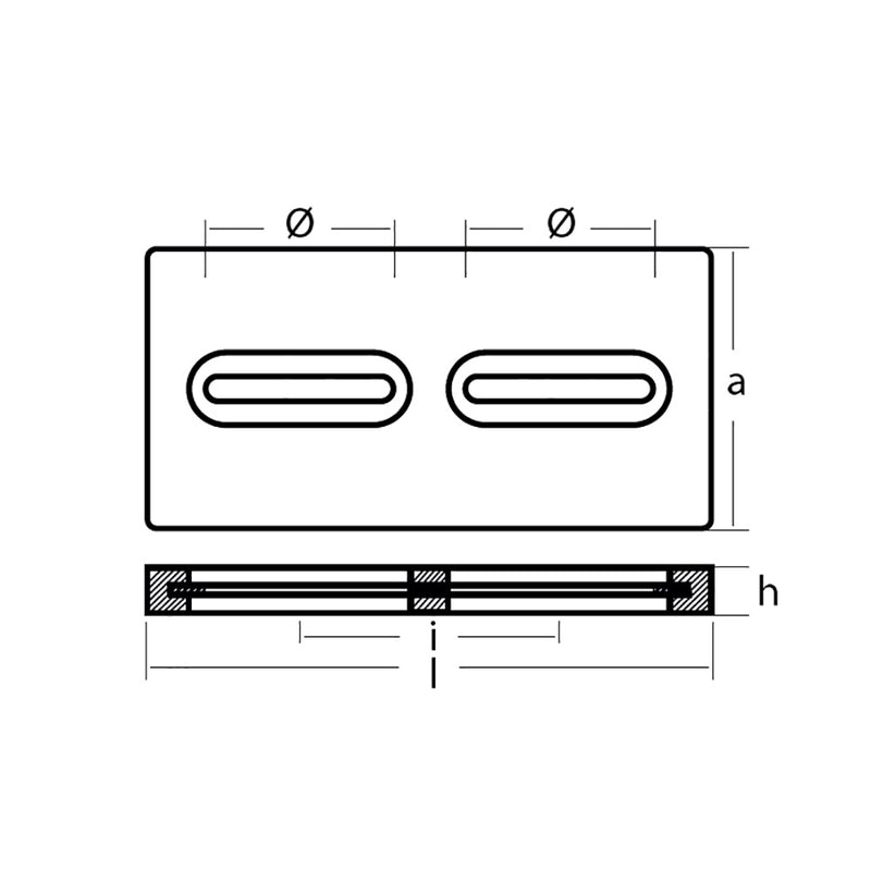 Load image into Gallery viewer, Tecnoseal Rectangular Zinc Plate Anode wInserts  12 x 6 x 1 TECDIVERSD
