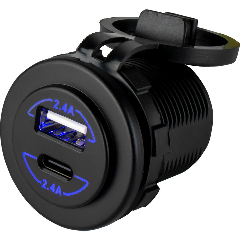 Load image into Gallery viewer, SeaDog Round Dual USB  USBC Power Socket 4265161
