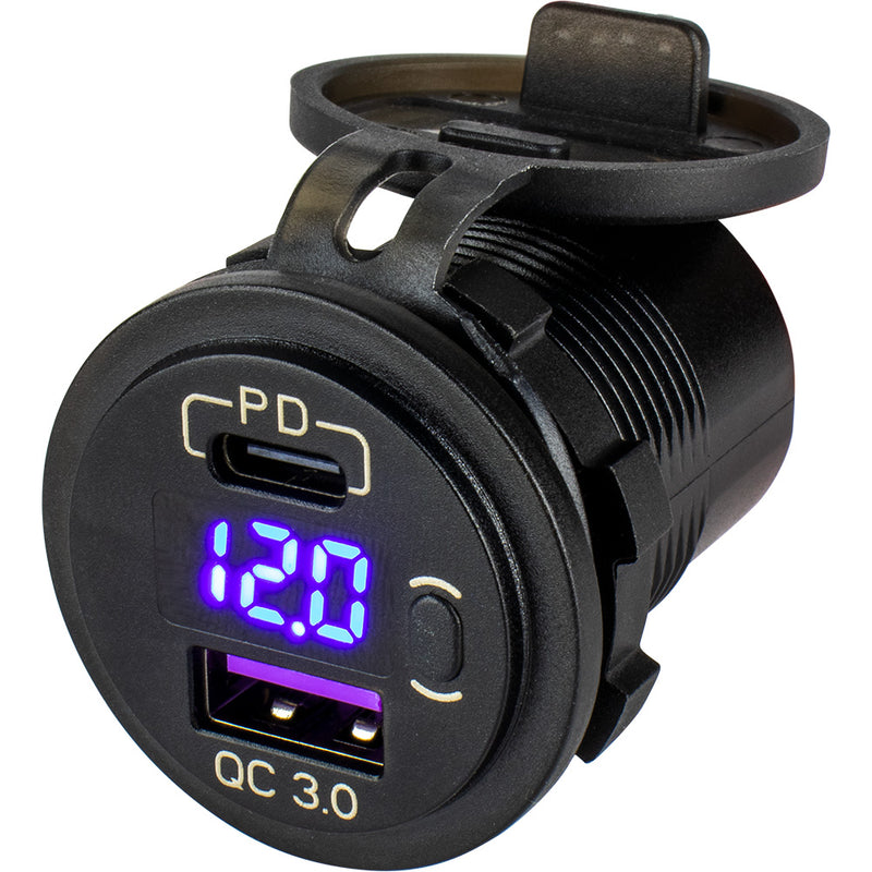 Load image into Gallery viewer, SeaDog Round USB  USBC Power Socket wHidden Voltmeter 4265181
