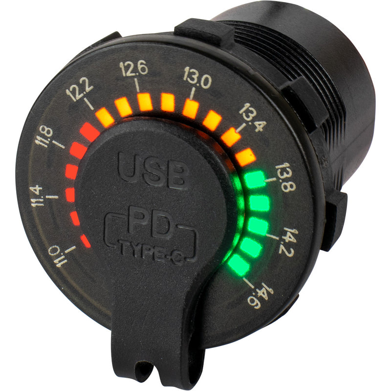 Load image into Gallery viewer, SeaDog Round Rainbow Voltmeter wUSB  USBC Power Socket 4265191
