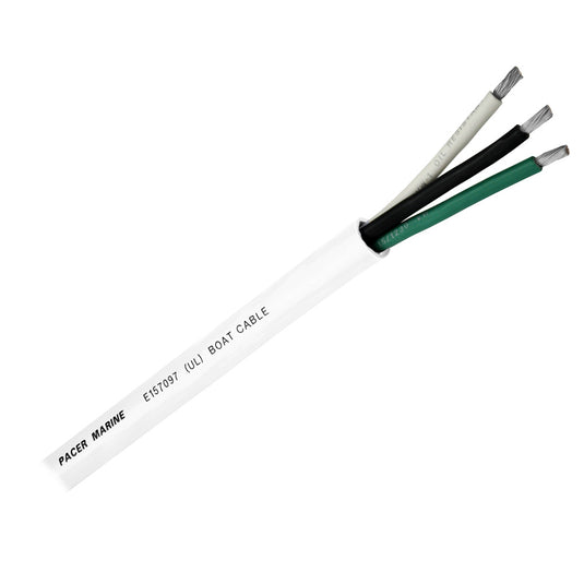 Pacer Round 3 Conductor Cable  250  143 AWG  Black Green  White WR143250