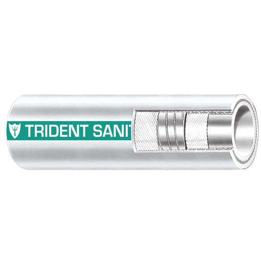 Trident Marine 112 Premium Marine Sanitation Hose  White with Green Stripe  Sold by the Foot 1021126FT
