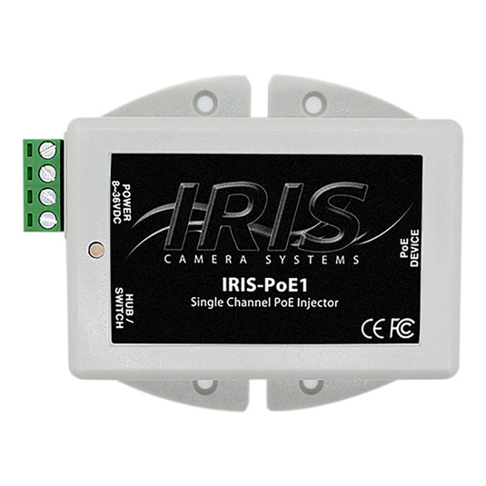 Iris Single Channel PoE Injector  836VDC Input Voltage  48VDC Output POE1
