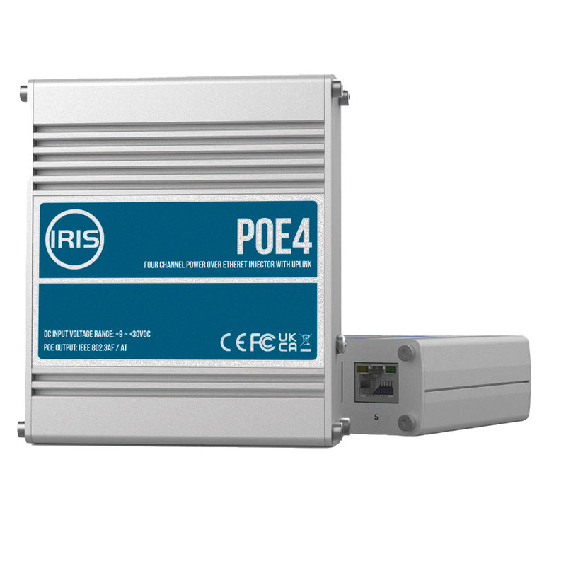 Load image into Gallery viewer, Iris Four Channel Uplink Power Over Ethernet Switch  IEEE8023af  3at Compliant  930VDC Input  48VDC Output POE4V2
