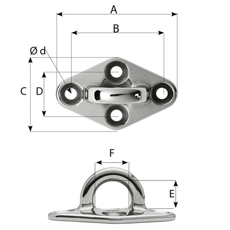Load image into Gallery viewer, Wichard Diamond Pad Eye  Round  98mm Length 35564  M8 Screw 6646W
