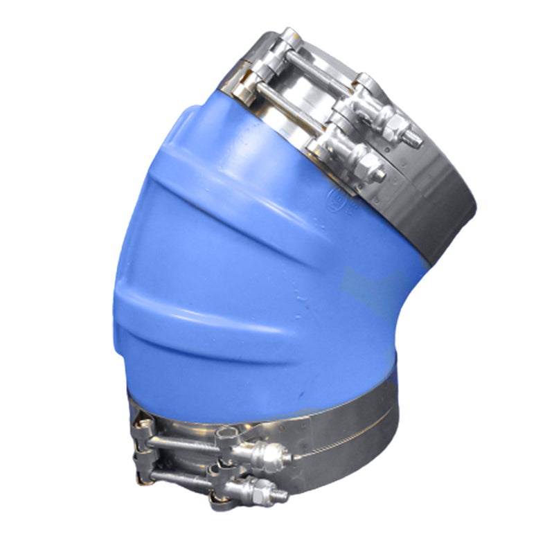 Load image into Gallery viewer, Trident Marine 8 ID 45Degree Blue Silicone Molded Wet Exhaust Elbow w4 TBolt Clamps 240V80000SS
