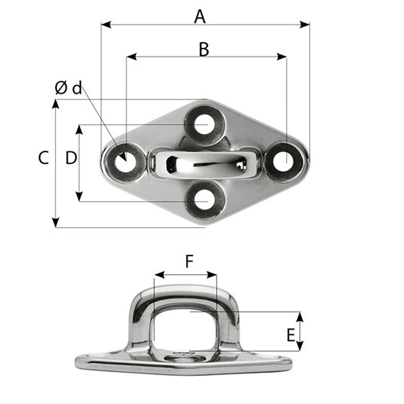 Load image into Gallery viewer, Wichard Diamond Pad Eye  Square  79mm Length 3764  M6 Screw 6655W
