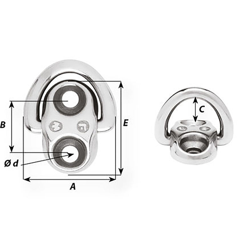 Load image into Gallery viewer, Wichard Folding Pad Eye  6mm Diameter 1564  2 Fixed Holes 6684W
